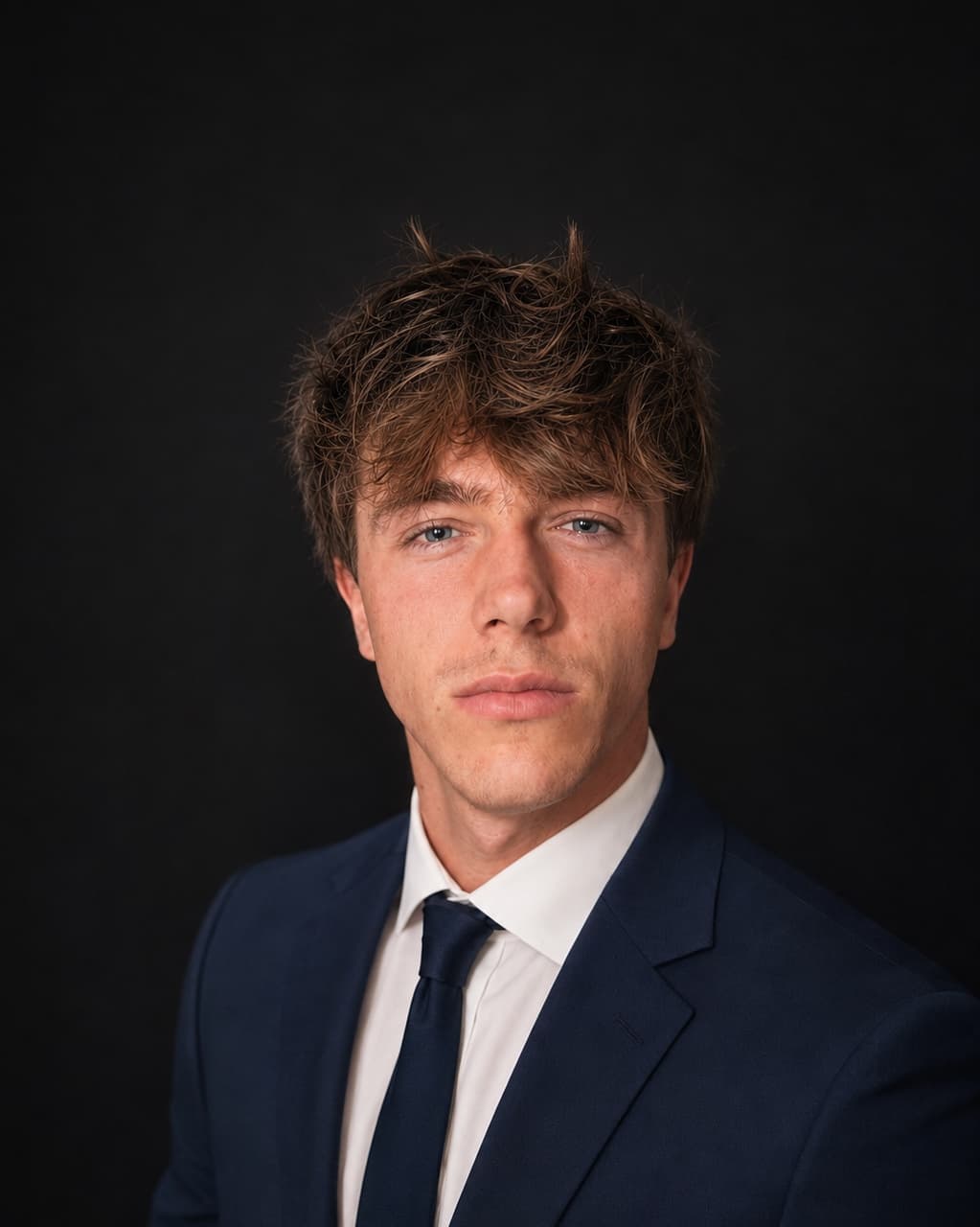 Ritratto professionale di Alessandro Bigi in abito blu